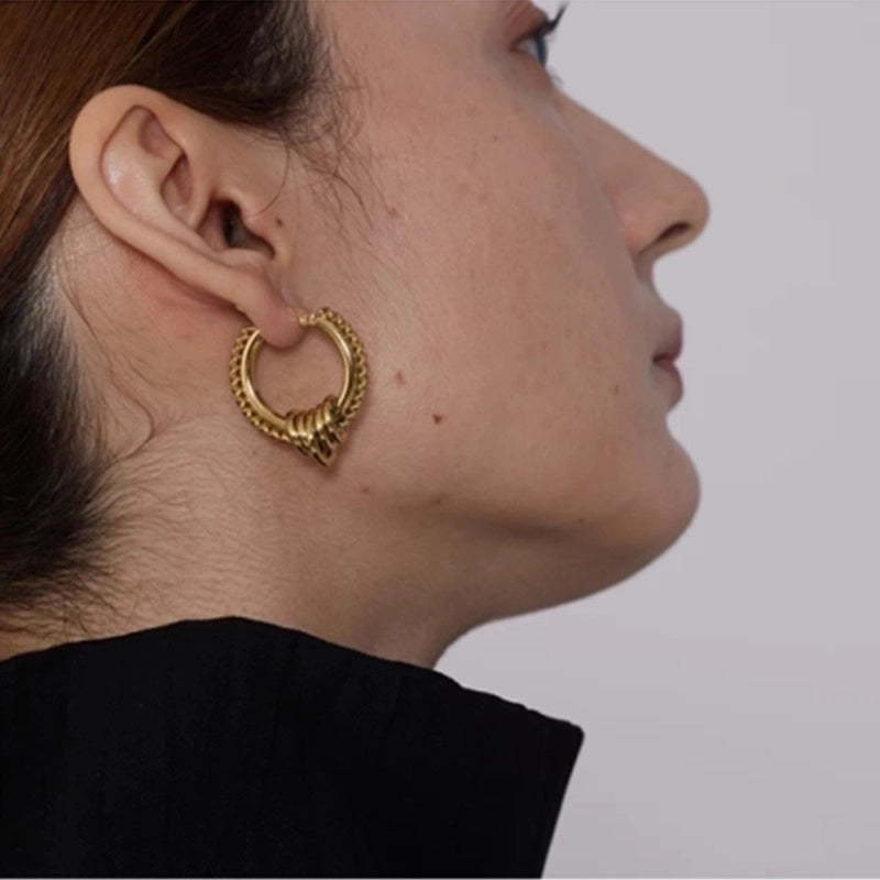 Twisted Rope Hoop Earrings For Women Stainless Steel Gold Plated Elegant Small Circle Fashion Jewelry Minimalist Style
