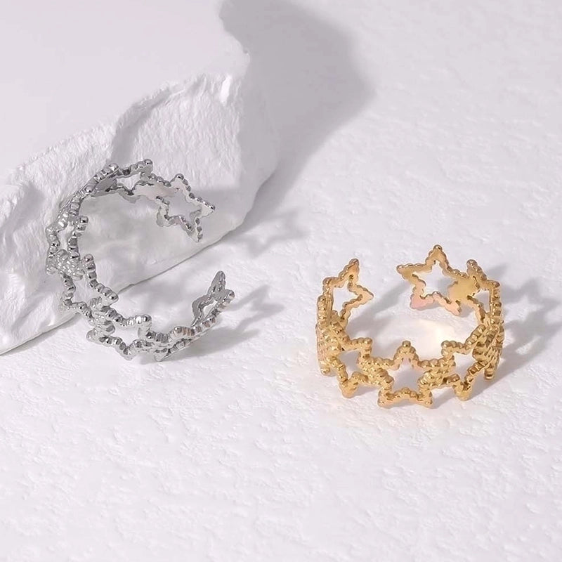Star Ring Hollow Geometric Open Adjustable