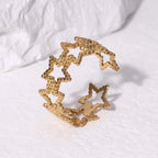 Star Ring Hollow Geometric Open Adjustable