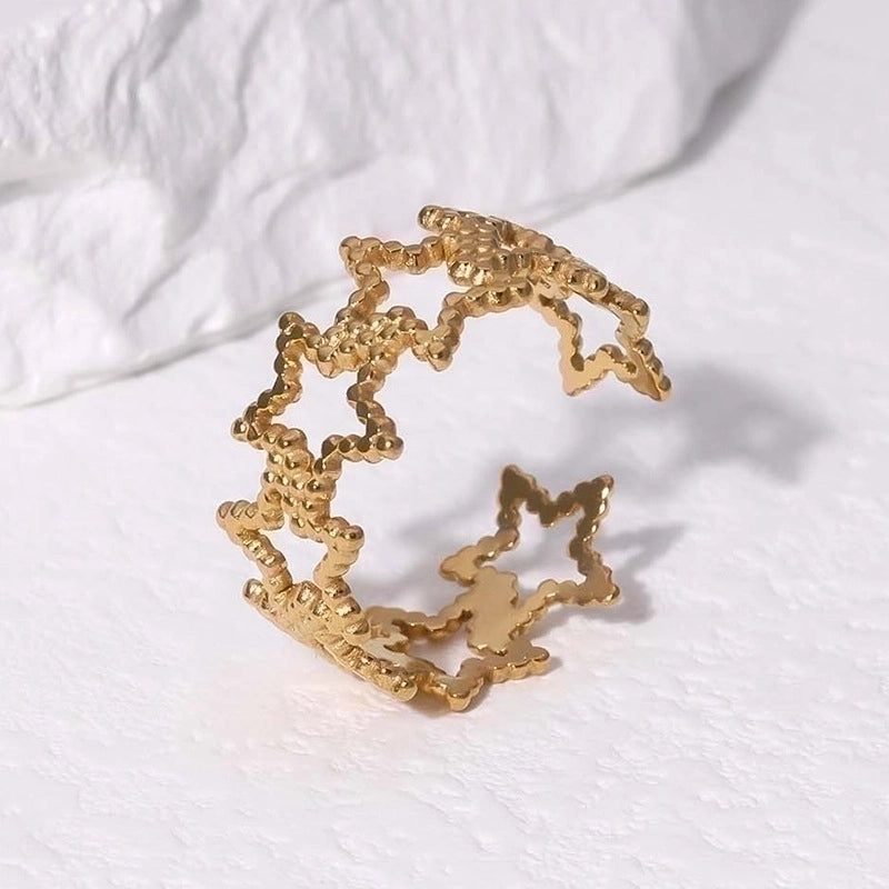 Star Ring Hollow Geometric Open Adjustable