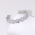 Stainless Steel Flower Open Bangle