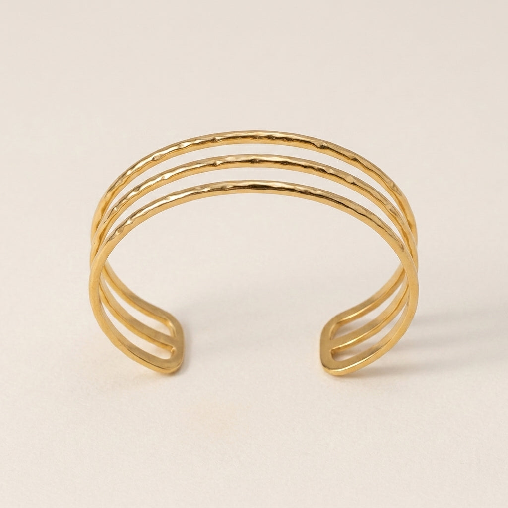 Three-Layer Wave Cuff Bracelet