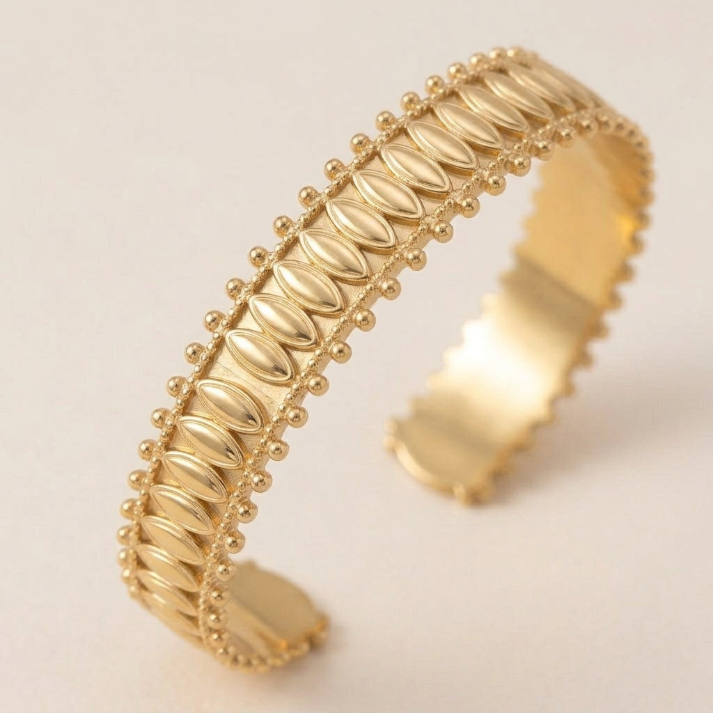 Oval Bead Relief Cuff Bracelet