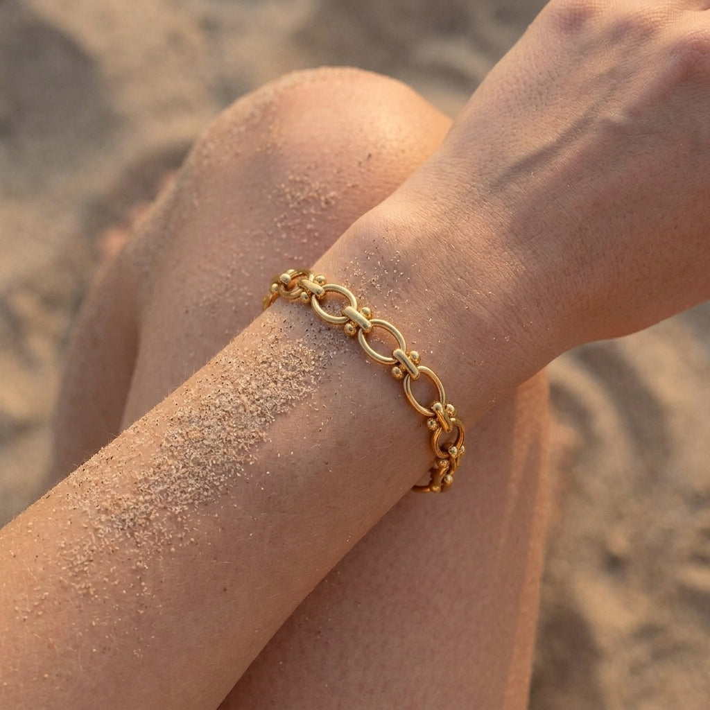 Oval Link Beaded Chain Bracelet