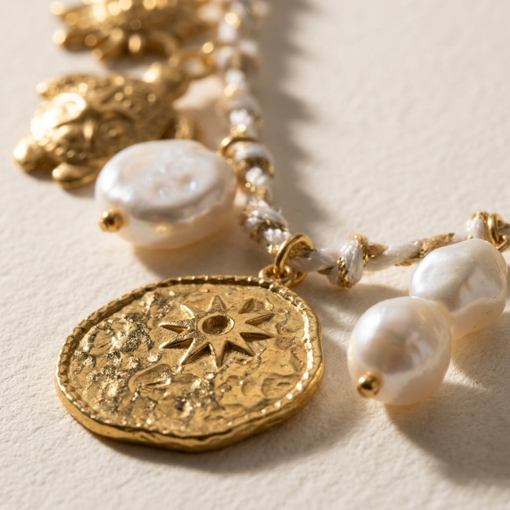 White Rope Leaf Necklace