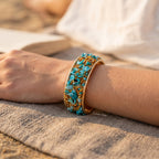 Blue Stone Wide Cuff Bangle