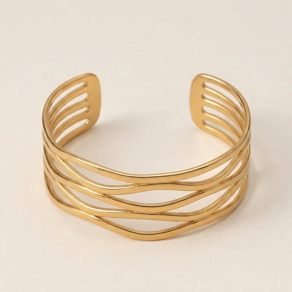 Wave Line Hollow Bangle