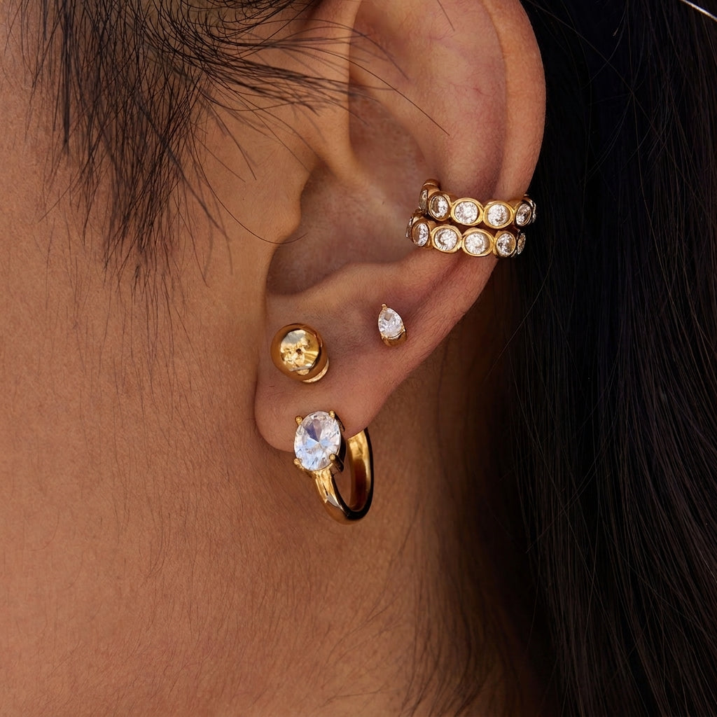 Stainless Steel Opal Pearl Ear Cuffs