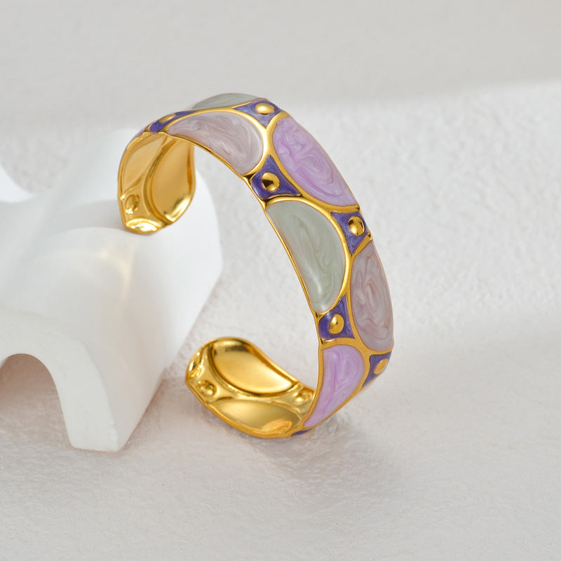 Stainless Steel Enamel Cuff Bracelet