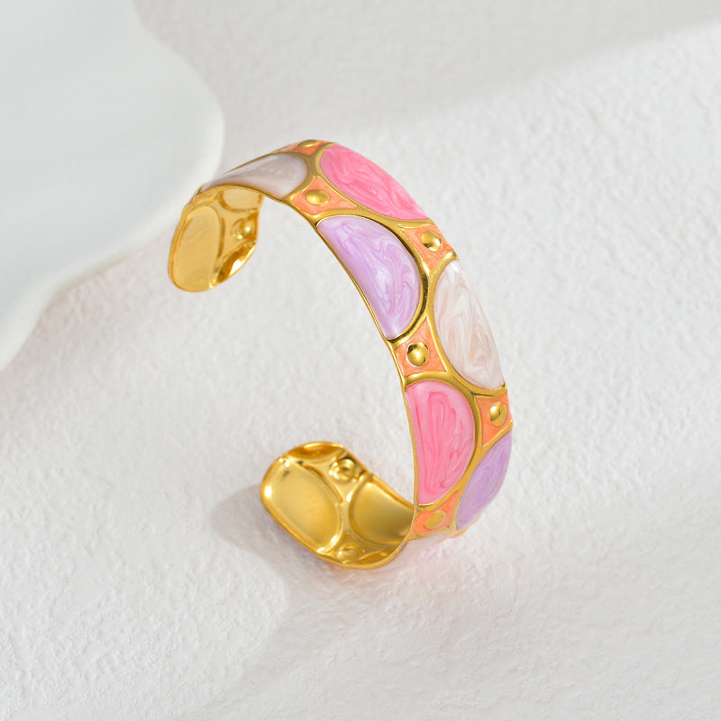 Stainless Steel Enamel Cuff Bracelet