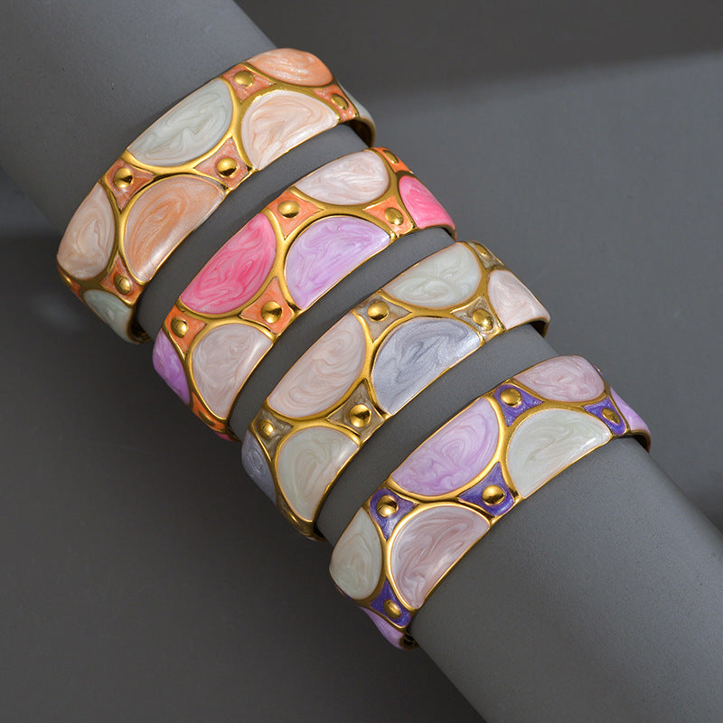 Stainless Steel Enamel Cuff Bracelet