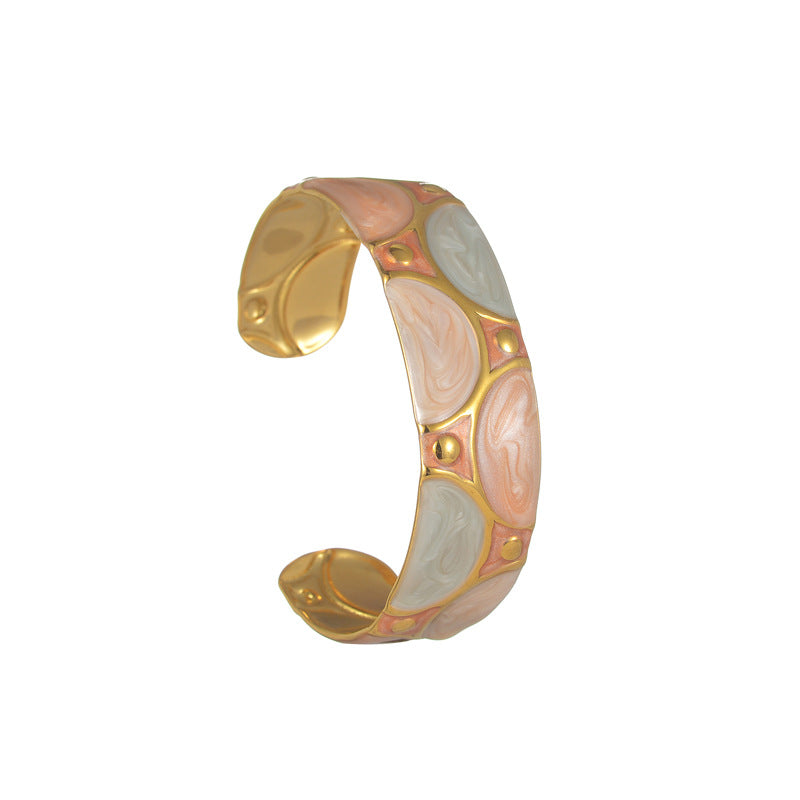 Stainless Steel Enamel Cuff Bracelet