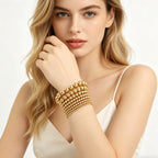 Stainless Steel Bead Bracelet Gold Plated