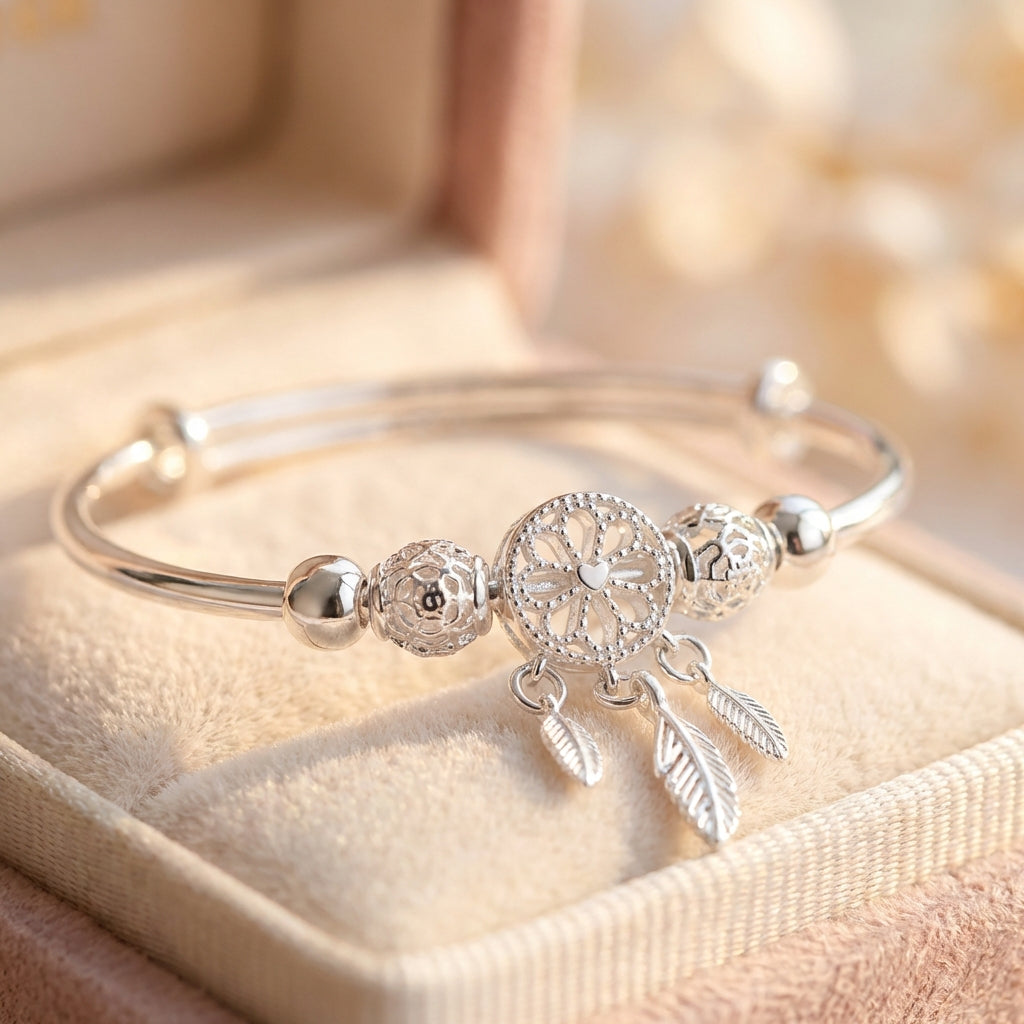 925 Silver Adjustable Dreamcatcher Bracelet