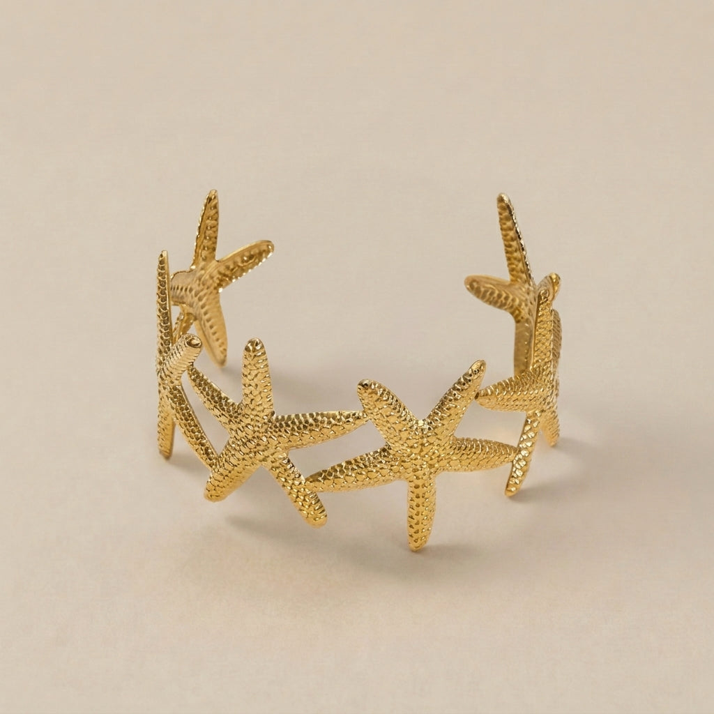 Ocean Starfish Gold Cuff Bangle