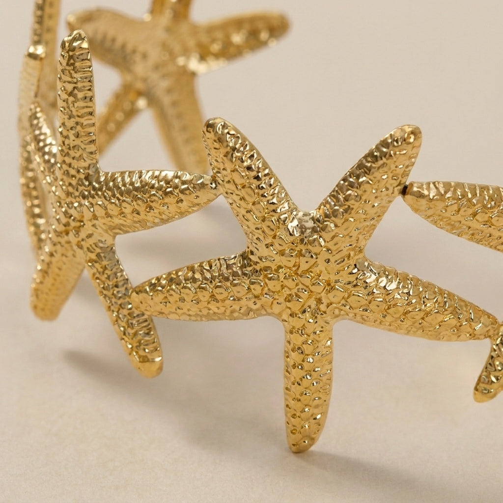 Ocean Starfish Gold Cuff Bangle