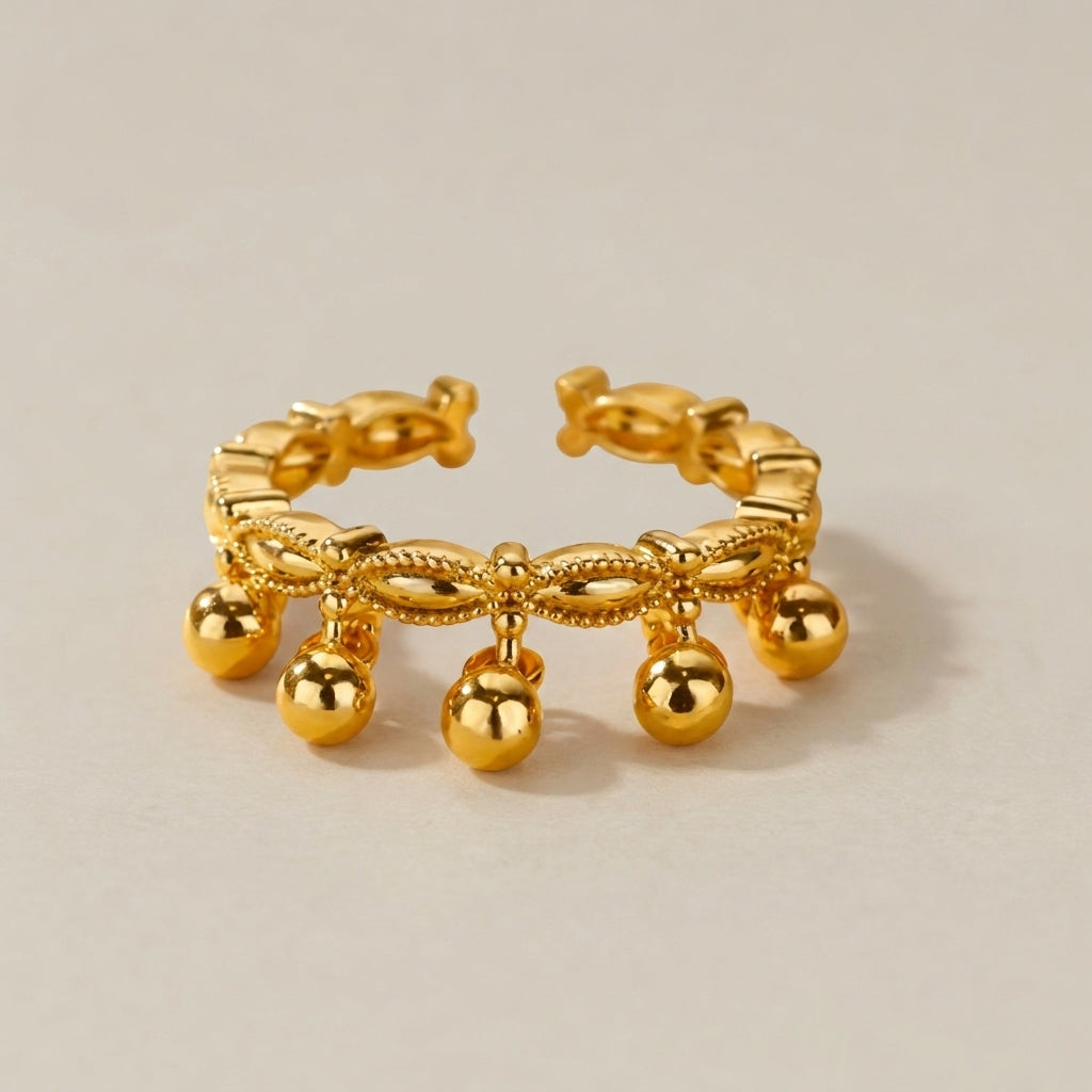 Copper Zirconia Pearl Adjustable Ring