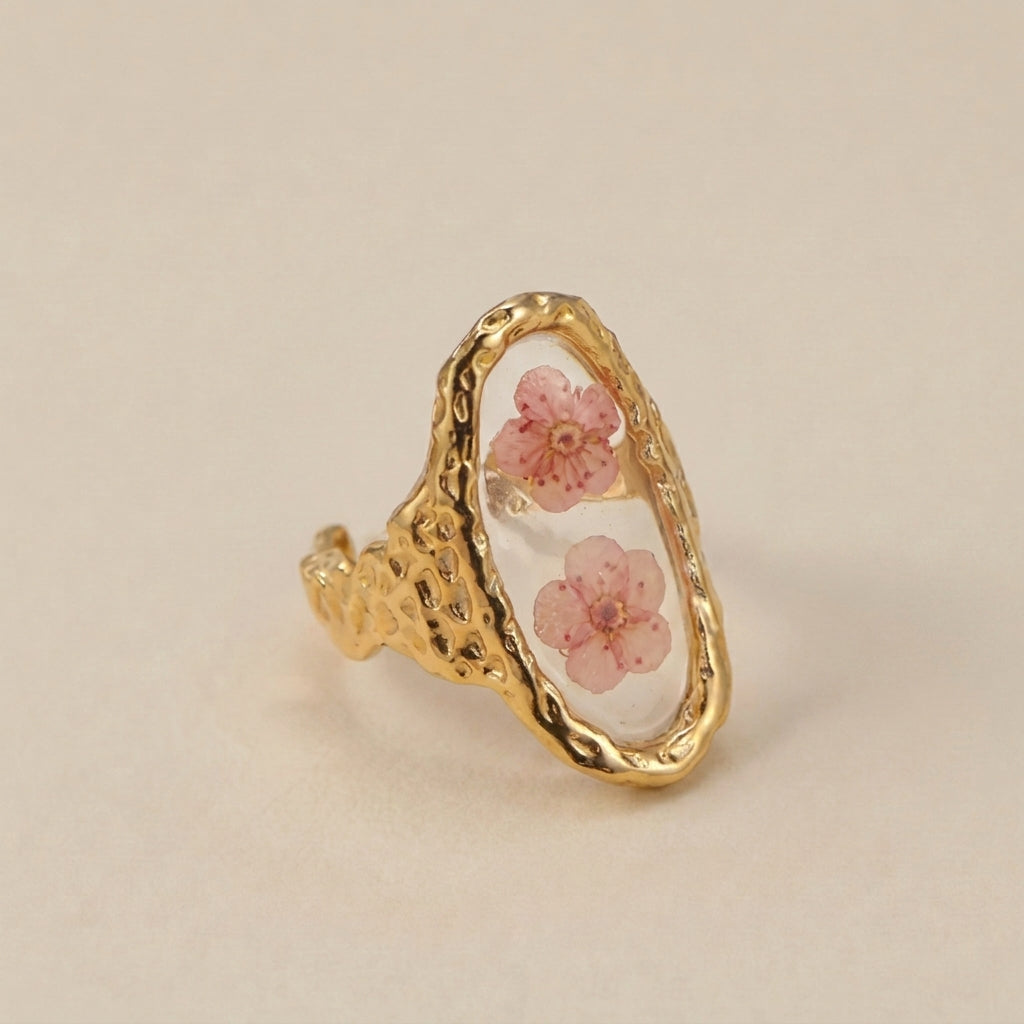 Dried Flower Resin Adjustable Ring