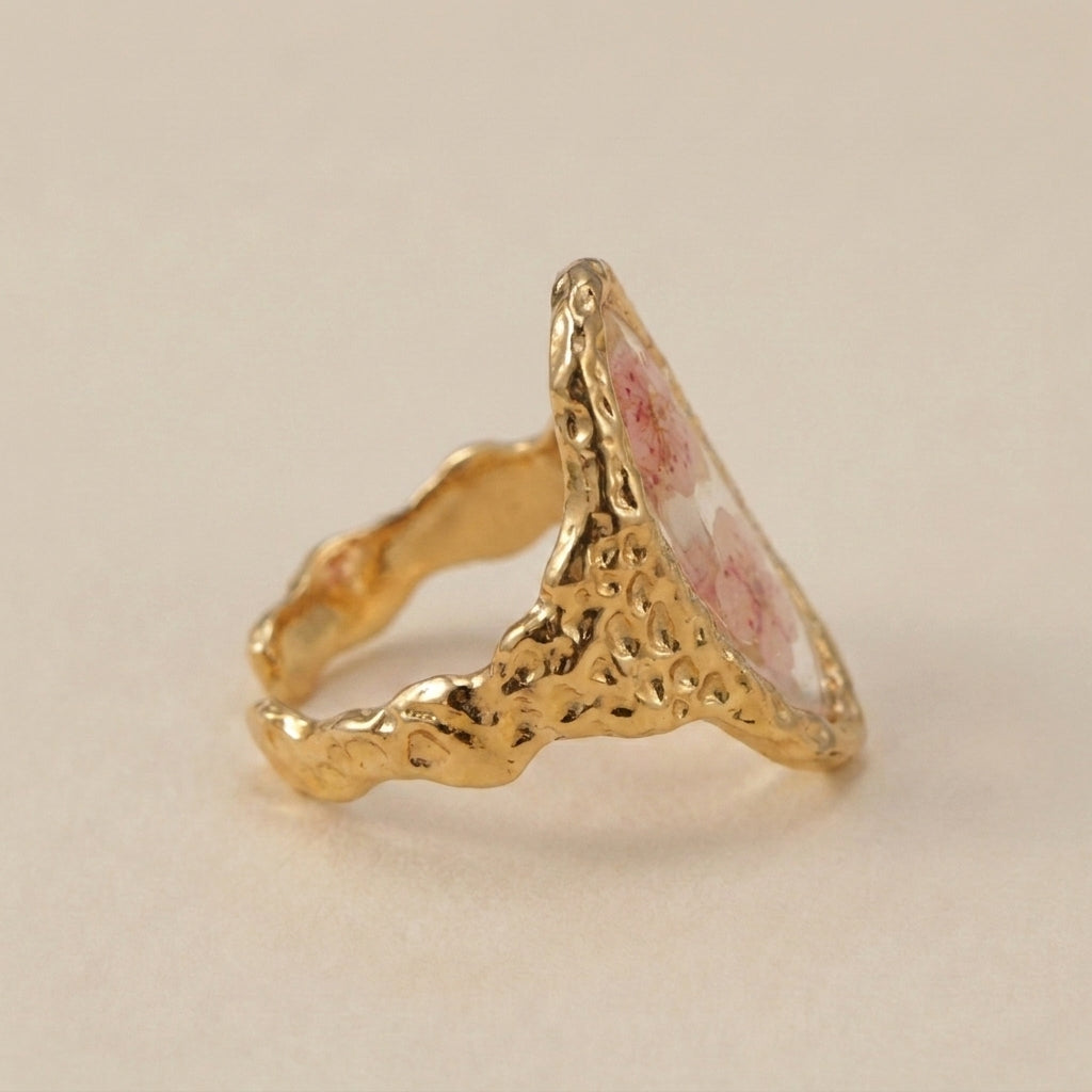 Dried Flower Resin Adjustable Ring