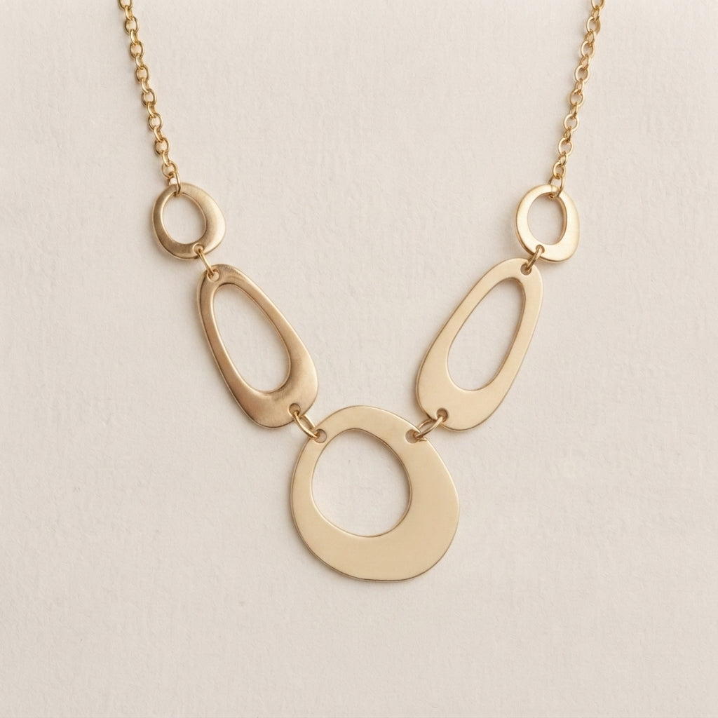 Geometric Ring Lariat Necklace