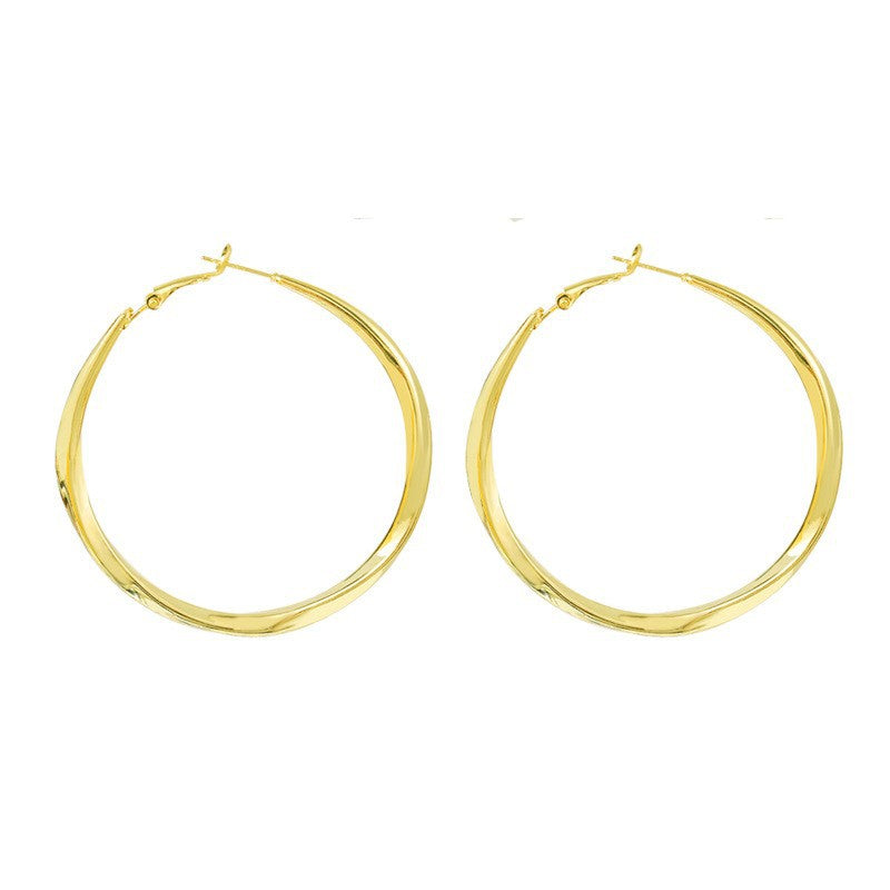 Large Twisted Gold Hoop Earrings