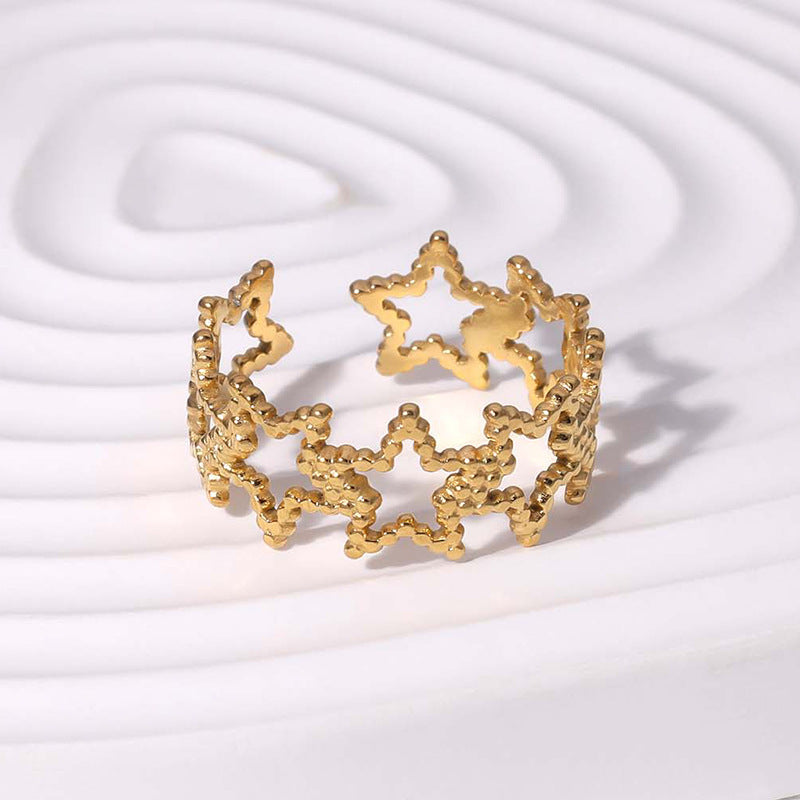 Star Ring Hollow Geometric Open Adjustable