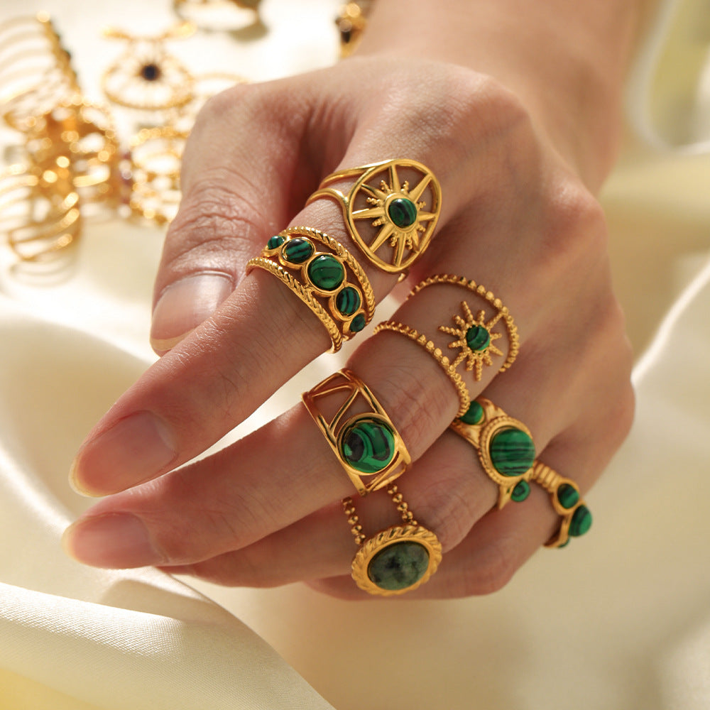 Geometric Adjustable Ring Natural Stone