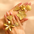 Oversized Gold Flower Statement Ring