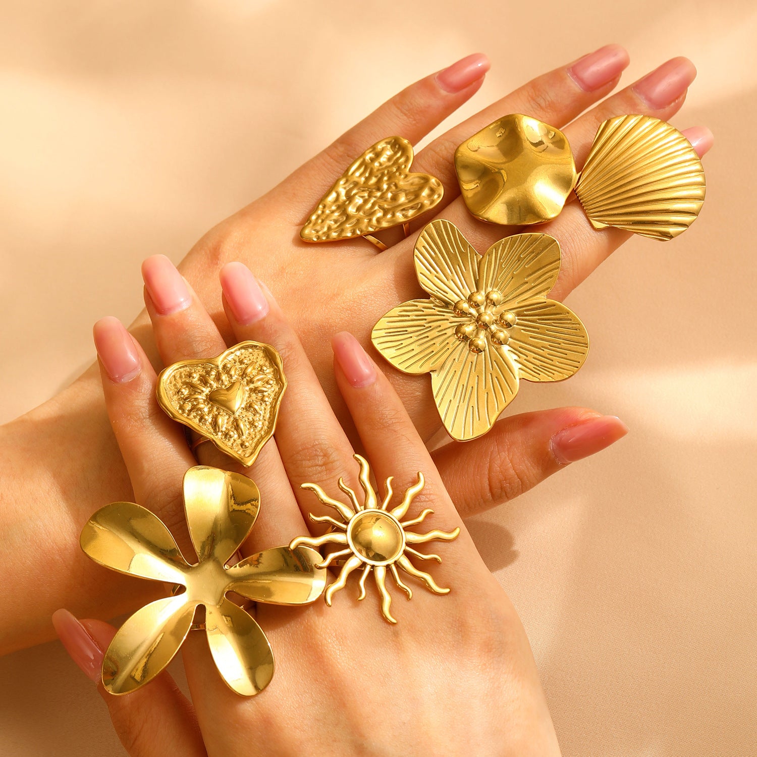 Oversized Gold Flower Statement Ring