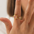 Star Open Ring Pink Zircon