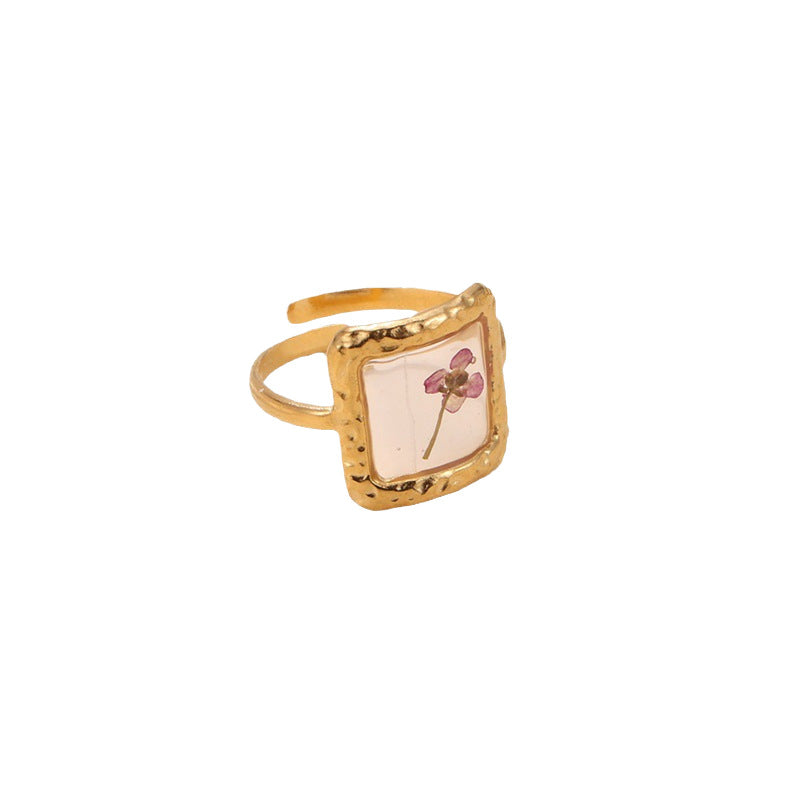 Dried Flower Resin Adjustable Ring