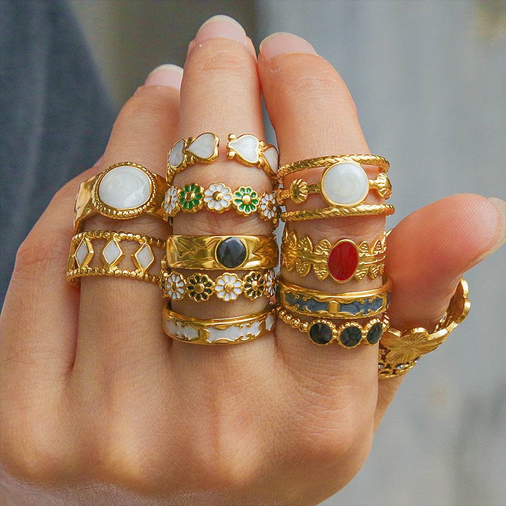 Vintage Gold Plated Geometric Open Ring