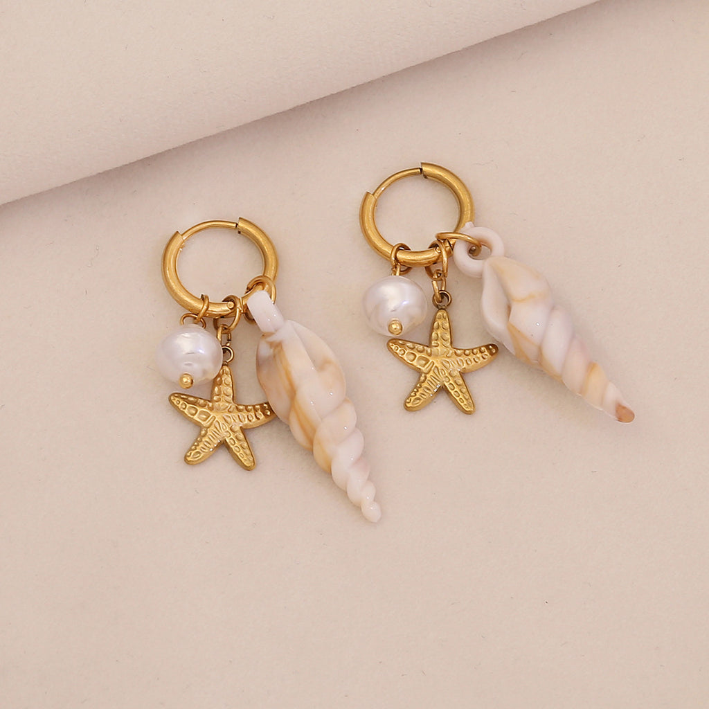 Ocean Starfish Sea Turtle Drop Earrings
