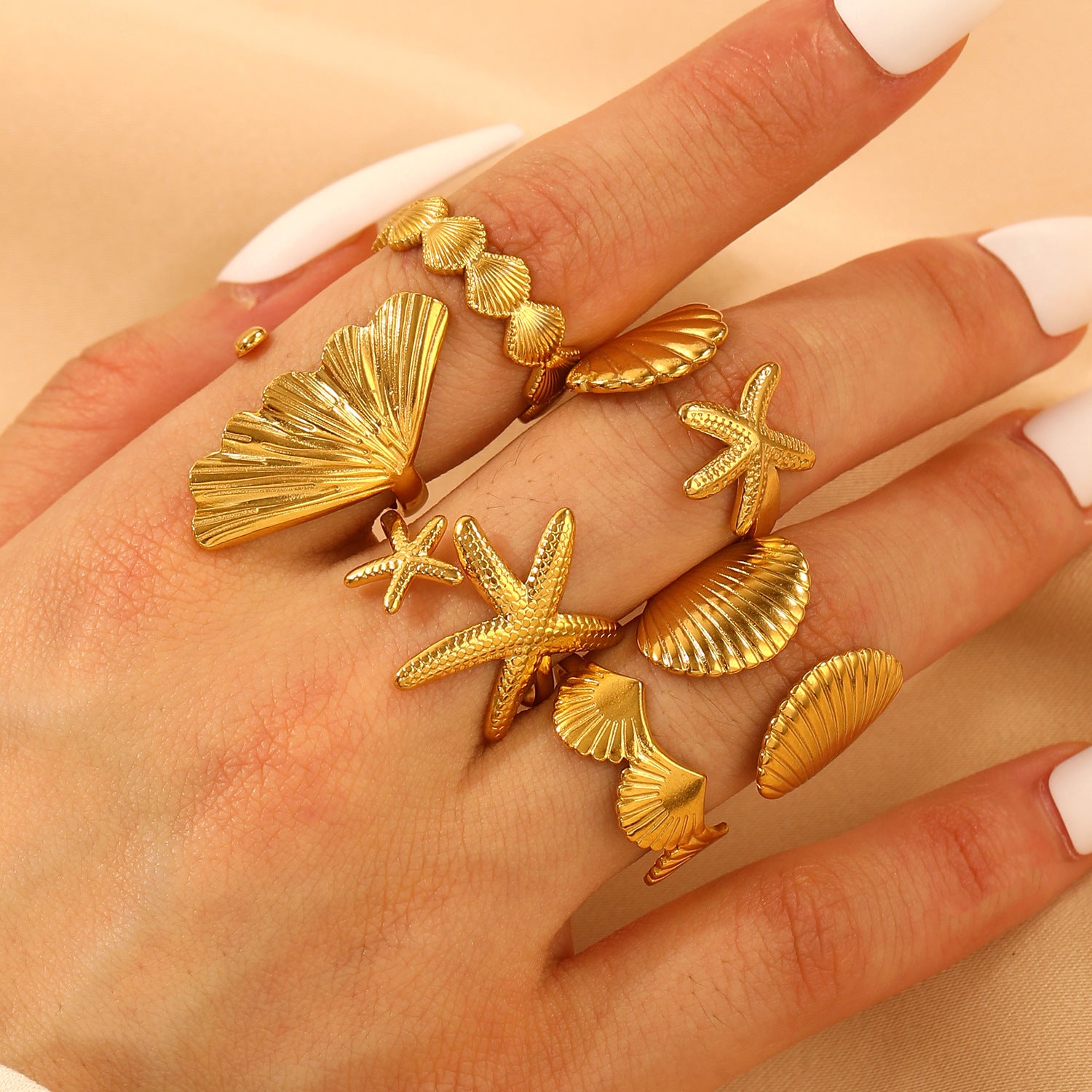 Starfish Shell Adjustable Ring