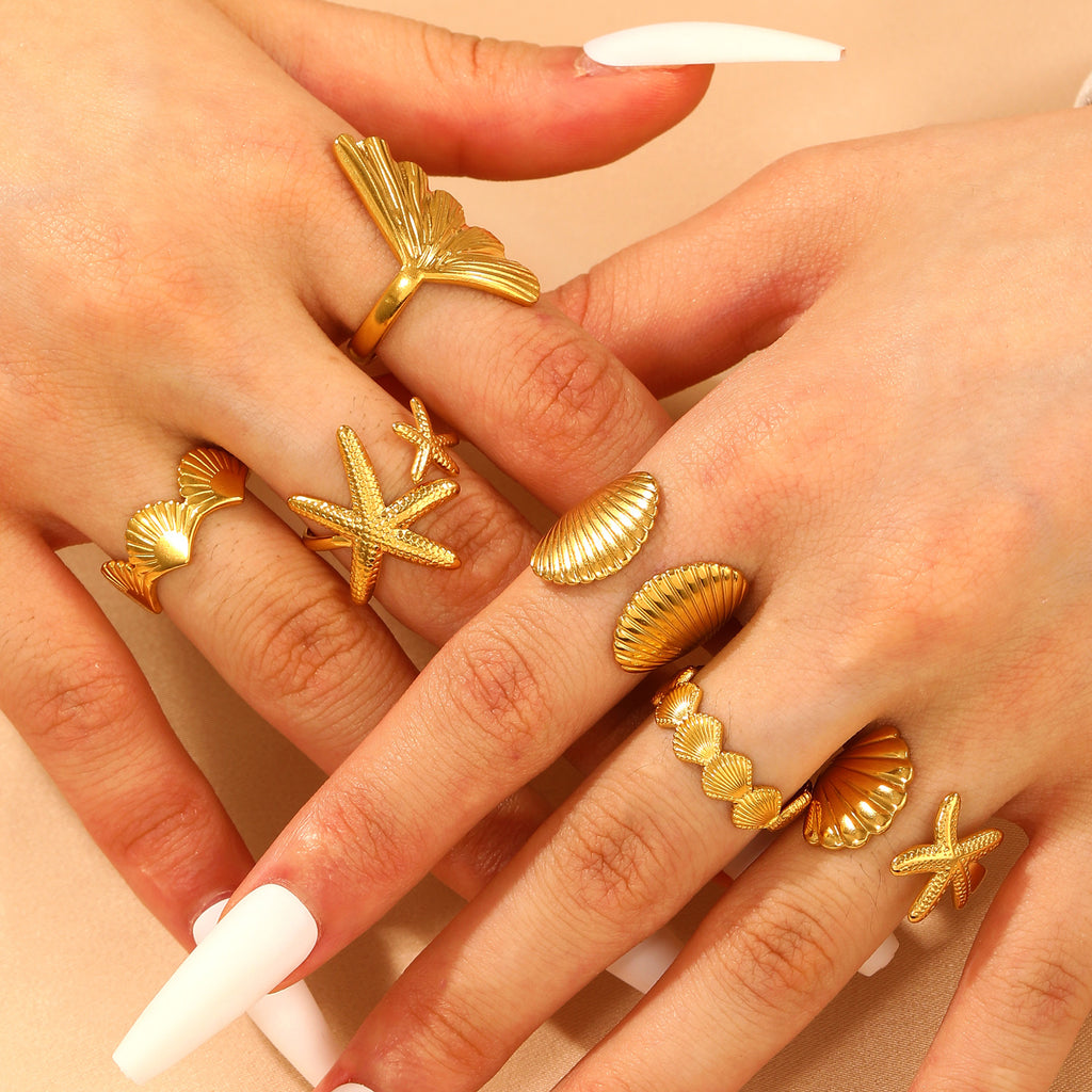 Starfish Shell Adjustable Ring