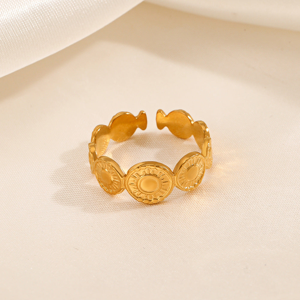 Geometric Gold Plated Sunburst Ring