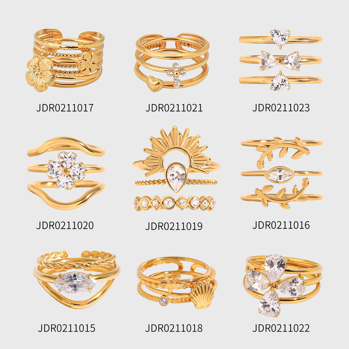 Multi Layer Stackable Rings Gold Plated