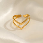 Double Layer V Shape Open Ring