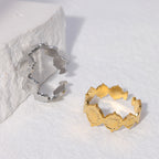 Stainless Steel Sunburst Ring Gold Plated