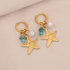 Ocean Starfish Sea Turtle Drop Earrings