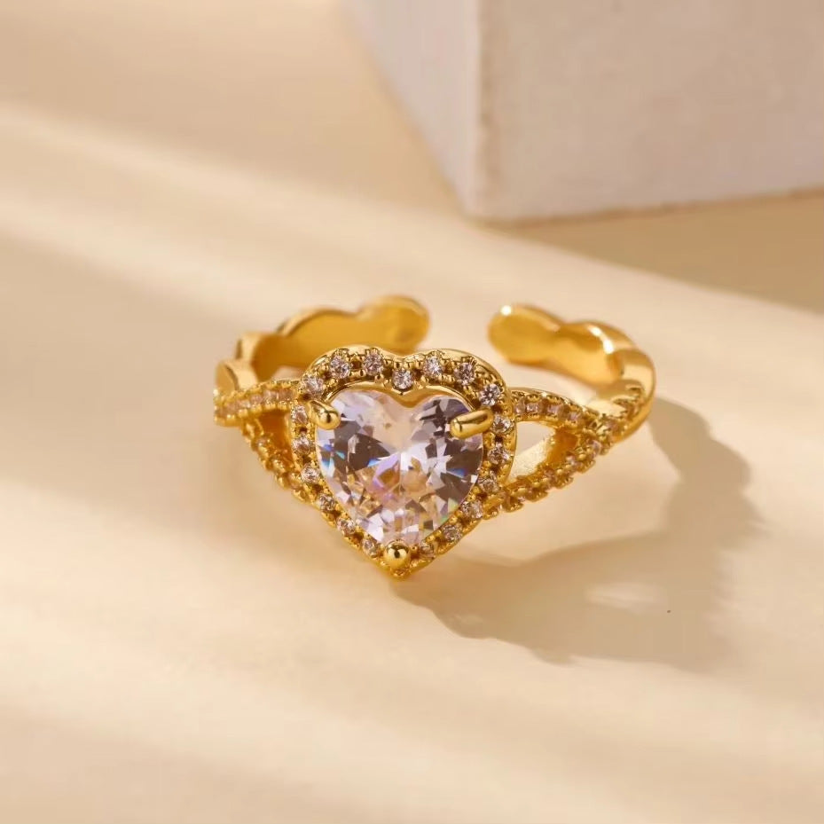 Copper Zirconia Pearl Adjustable Ring