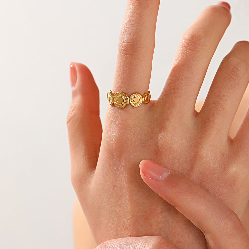 Geometric Gold Plated Sunburst Ring