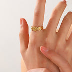 Geometric Gold Plated Sunburst Ring