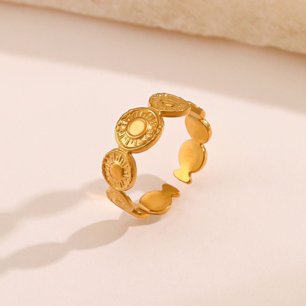 Geometric Gold Plated Sunburst Ring
