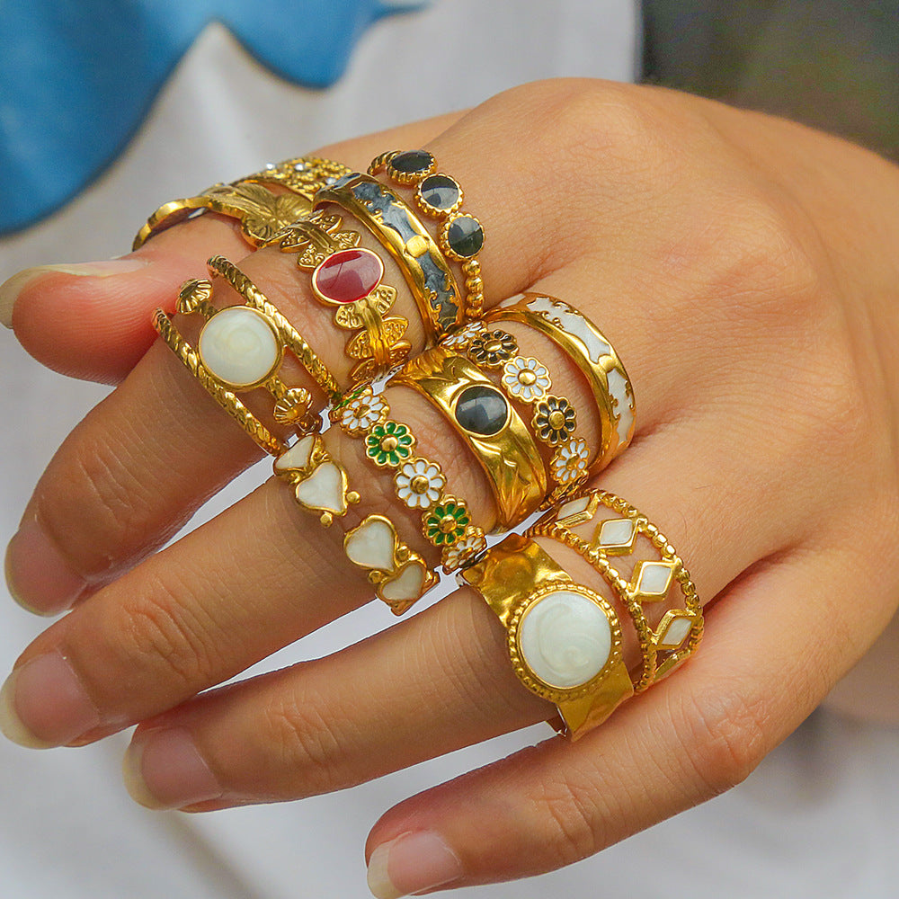 Vintage Gold Plated Geometric Open Ring