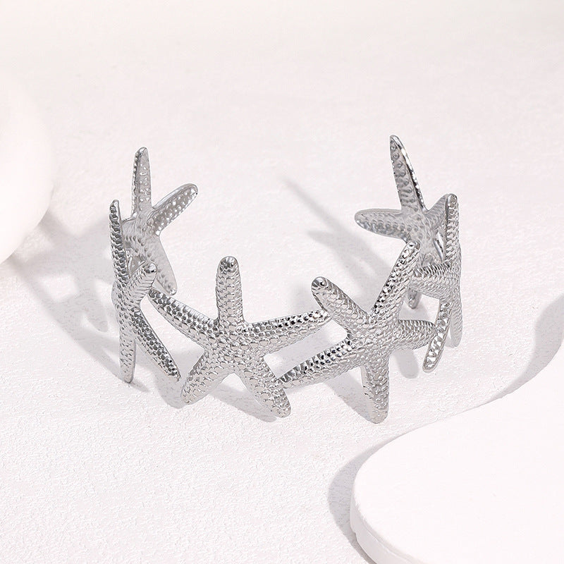 Ocean Starfish Gold Cuff Bangle