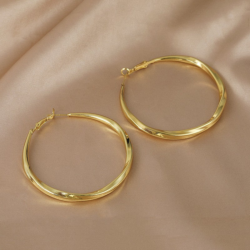Large Twisted Gold Hoop Earrings