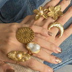 Vintage Gold Plated Pearl Flower Ring