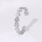 Stainless Steel Flower Open Bangle