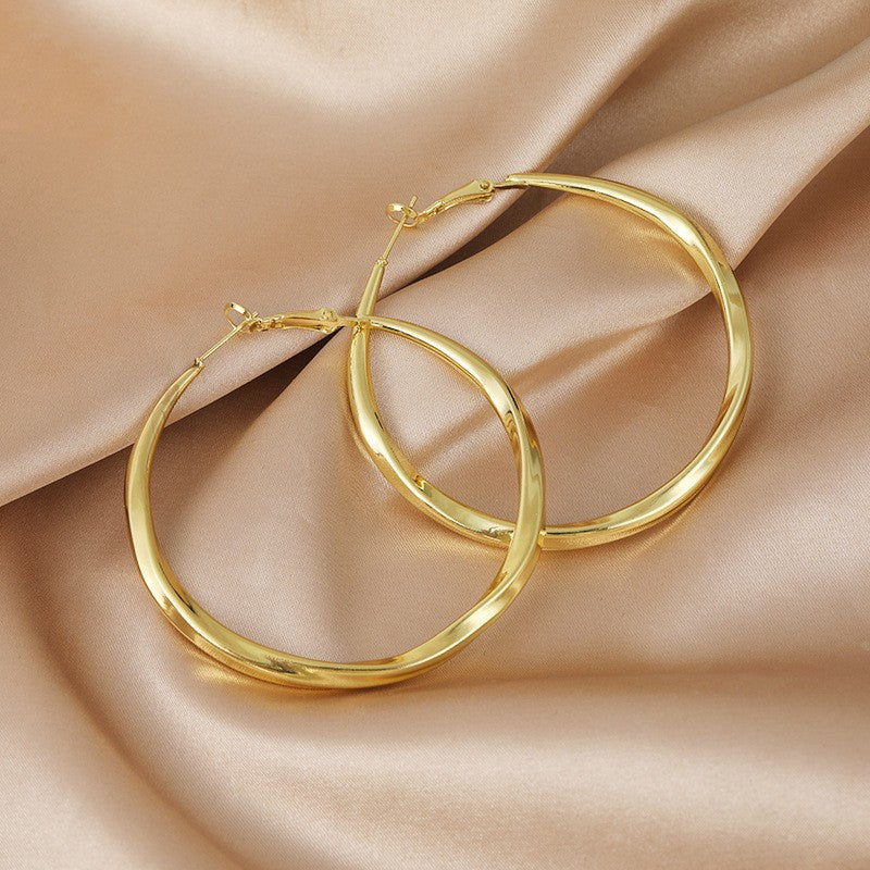 Large Twisted Gold Hoop Earrings